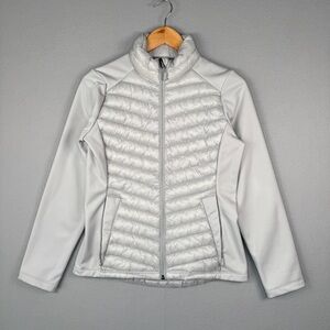32‎ DEGREES HEAT Mixed Media Puffer Jacket XS Light Gray Packable Outdoor Casual